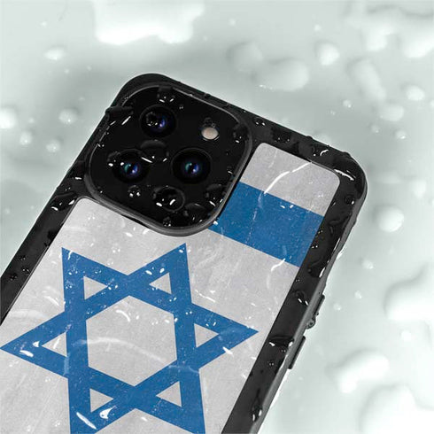 Israel Flag Distressed iPhone 14 Pro Max Waterproof Case