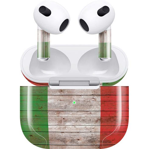 Italian Flag Dark Wood Apple AirPods (3rd Gen 2021) Skin