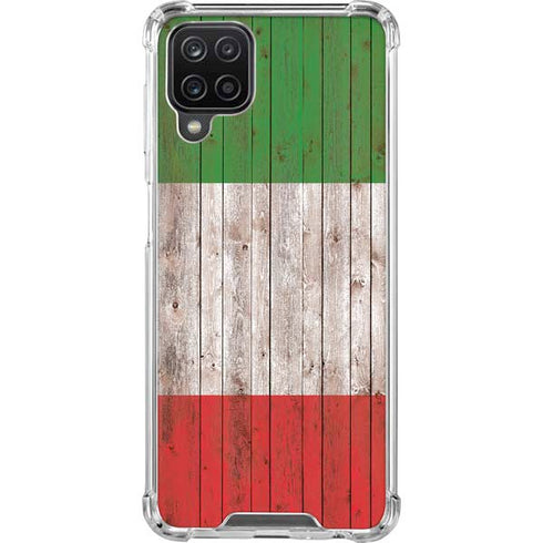 Italian Flag Dark Wood Galaxy A12 Clear Case