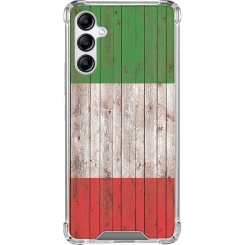 Italian Flag Dark Wood Galaxy A14 5G Clear Case