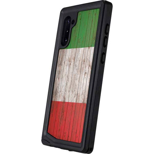 Italian Flag Dark Wood Galaxy Note 10 Waterproof Case