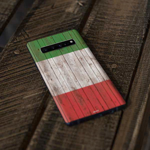 Italian Flag Dark Wood Galaxy S10 Plus Skin
