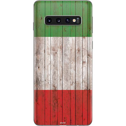 Italian Flag Dark Wood Galaxy S10 Skin