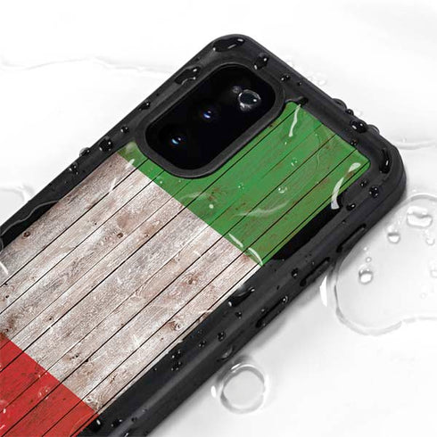 Italian Flag Dark Wood Galaxy S20 Waterproof Case