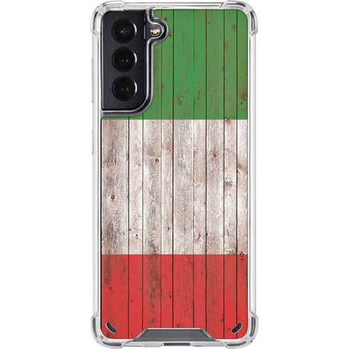 Italian Flag Dark Wood Galaxy S21 5G Clear Case