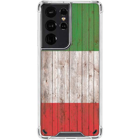 Italian Flag Dark Wood Galaxy S21 Ultra 5G Clear Case