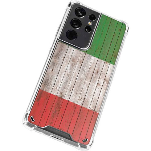 Italian Flag Dark Wood Galaxy S21 Ultra 5G Clear Case