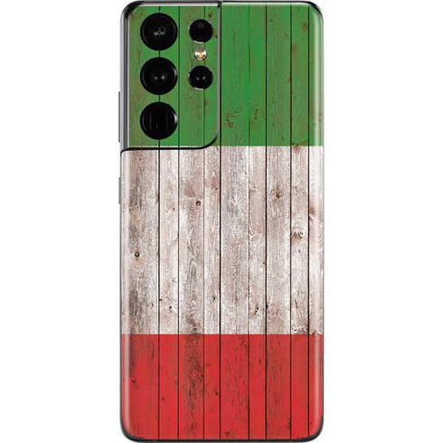 Italian Flag Dark Wood Galaxy S21 Ultra 5G Skin
