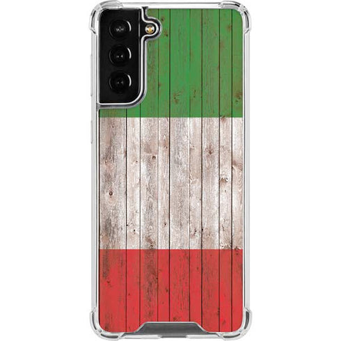 Italian Flag Dark Wood Galaxy S22 Plus Clear Case