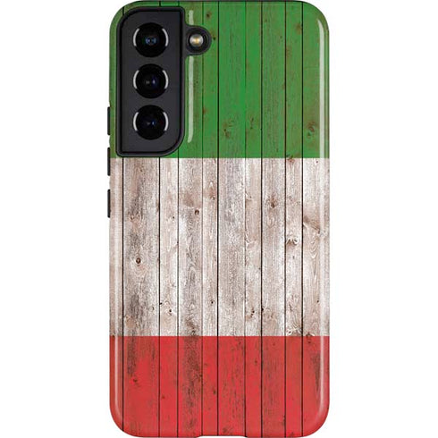Italian Flag Dark Wood Galaxy S22 Pro Case