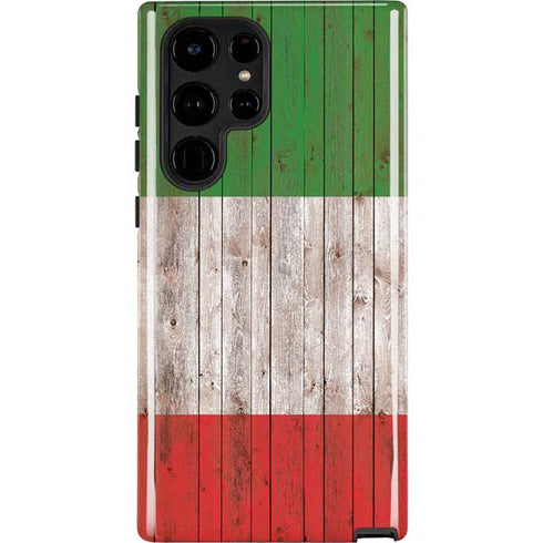 Italian Flag Dark Wood Galaxy S22 Ultra Pro Case
