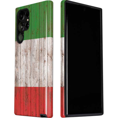 Italian Flag Dark Wood Galaxy S22 Ultra Pro Case