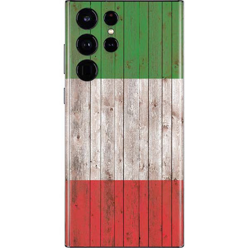 Italian Flag Dark Wood Galaxy S22 Ultra Skin