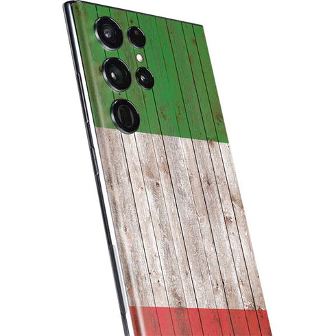 Italian Flag Dark Wood Galaxy S22 Ultra Skin