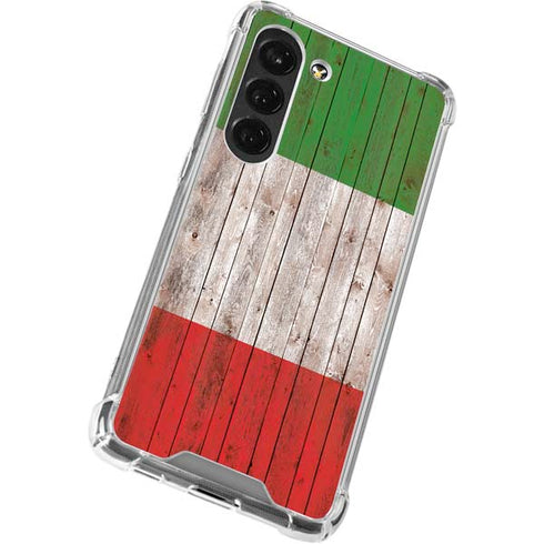 Italian Flag Dark Wood Galaxy S23 Clear Case