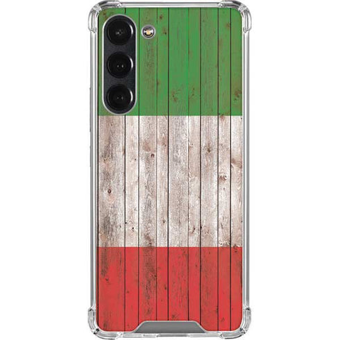 Italian Flag Dark Wood Galaxy S23 Plus Clear Case