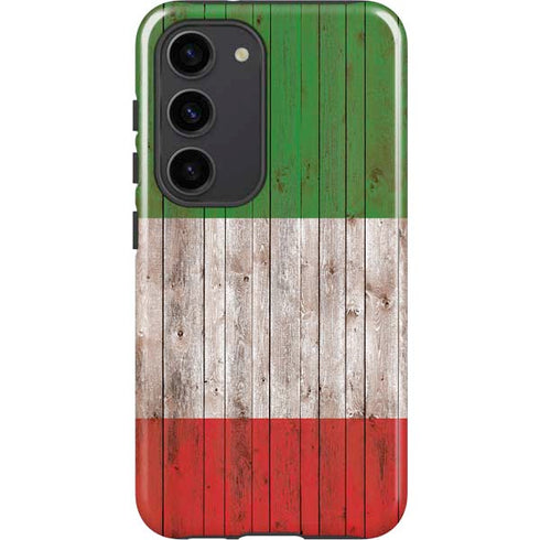 Italian Flag Dark Wood Galaxy S23 Pro Case