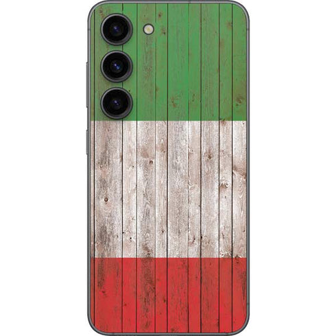 Italian Flag Dark Wood Galaxy S23 Skin