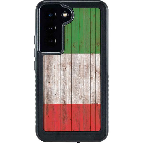 Italian Flag Dark Wood Galaxy S23 Waterproof Case