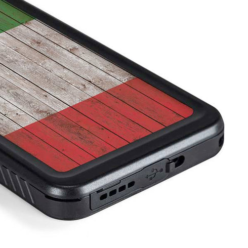 Italian Flag Dark Wood Galaxy S23 Waterproof Case
