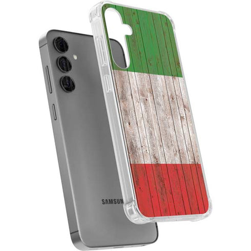 Italian Flag Dark Wood Galaxy S24 Plus Clear Case