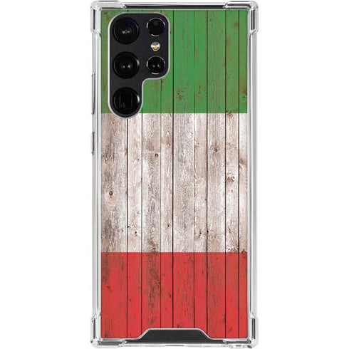 Italian Flag Dark Wood Galaxy S24 Ultra Clear Case