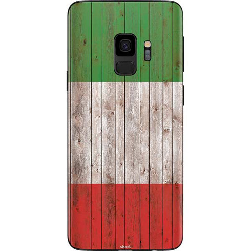 Italian Flag Dark Wood Galaxy S9 Skin
