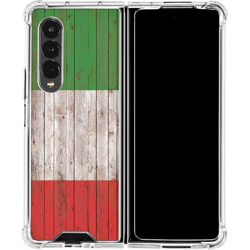Italian Flag Dark Wood Galaxy Z Fold4 5G Clear Case