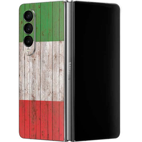 Italian Flag Dark Wood Galaxy Z Fold4 5G Skin