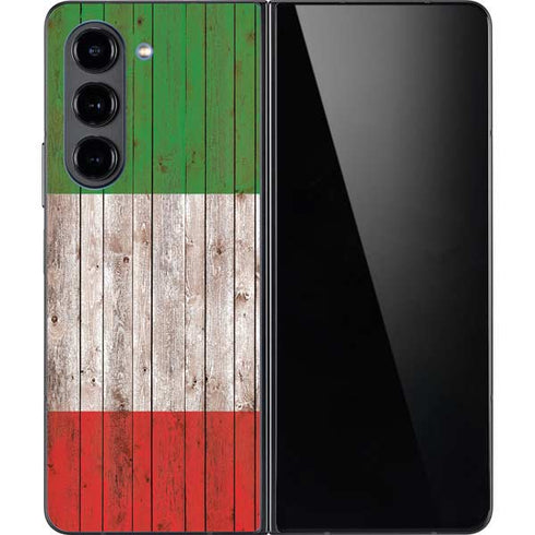 Italian Flag Dark Wood Galaxy Z Fold5 5G Skin