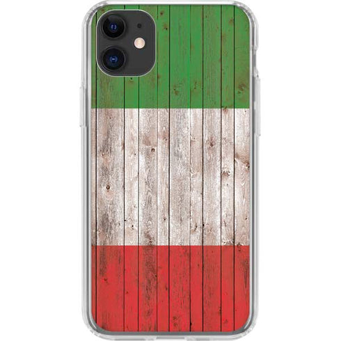 Italian Flag Dark Wood iPhone 11 Clear Case