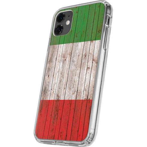 Italian Flag Dark Wood iPhone 11 Clear Case