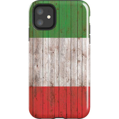 Italian Flag Dark Wood iPhone 11 Impact Case
