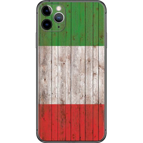 Italian Flag Dark Wood iPhone 11 Pro Max Skin