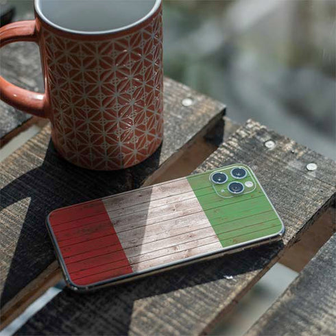 Italian Flag Dark Wood iPhone 11 Pro Max Skin