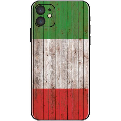 Italian Flag Dark Wood iPhone 11 Skin