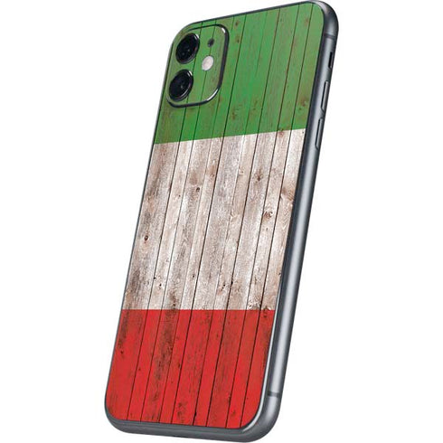 Italian Flag Dark Wood iPhone 11 Skin