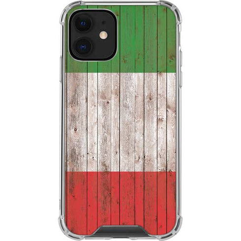 Italian Flag Dark Wood iPhone 12 Clear Case