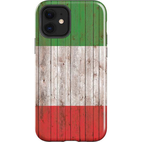 Italian Flag Dark Wood iPhone 12 Impact Case