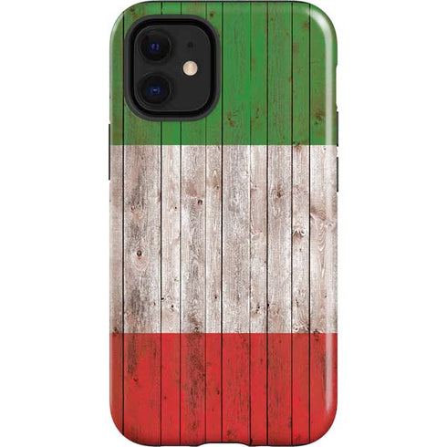 Italian Flag Dark Wood iPhone 12 Mini Impact Case