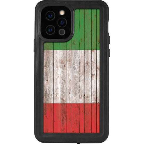 Italian Flag Dark Wood iPhone 12 Pro Waterproof Case