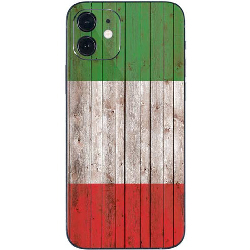 Italian Flag Dark Wood iPhone 12 Skin