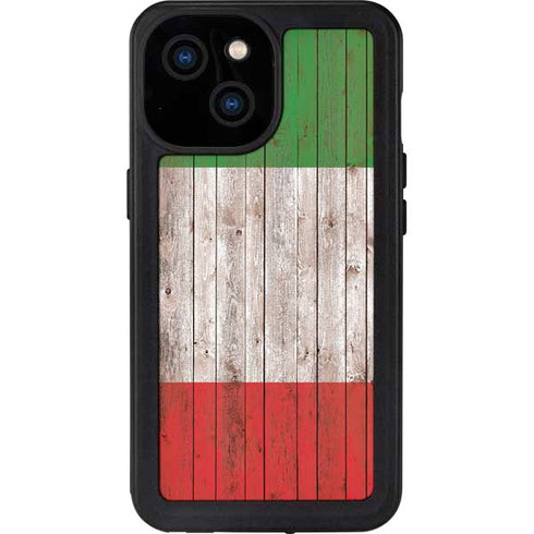 Italian Flag Dark Wood iPhone 13 Mini Waterproof Case
