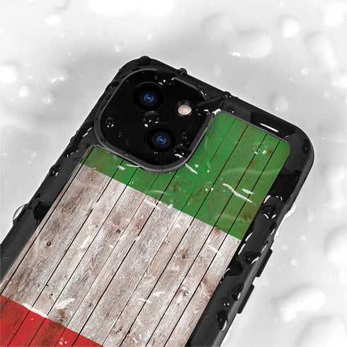 Italian Flag Dark Wood iPhone 13 Mini Waterproof Case