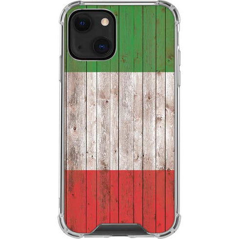 Italian Flag Dark Wood iPhone 14 Clear Case