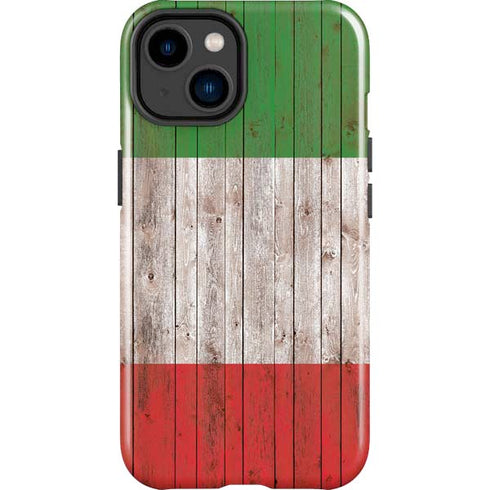 Italian Flag Dark Wood iPhone 15 Plus Impact Case
