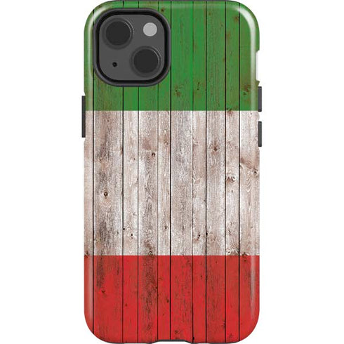 Italian Flag Dark Wood iPhone 15 Impact Case