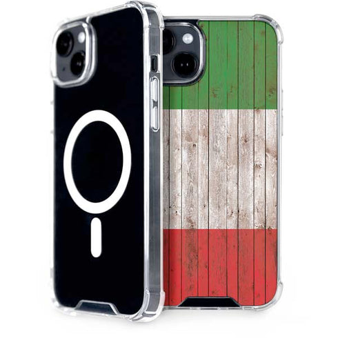 Italian Flag Dark Wood iPhone 14 Plus MagSafe Case