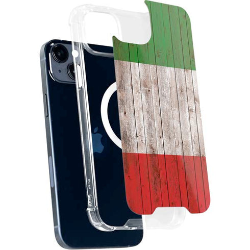 Italian Flag Dark Wood iPhone 14 Plus MagSafe Case