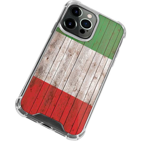 Italian Flag Dark Wood iPhone 14 Pro Clear Case